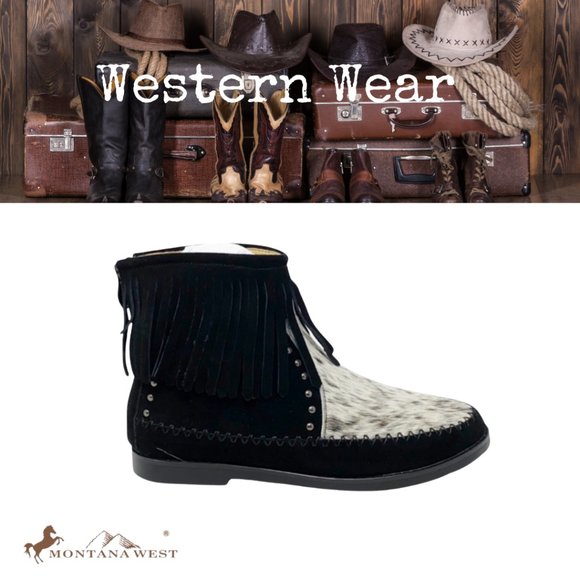 Montana West Shoes - Montana West Western Booties Genuine Hair-On